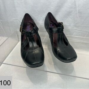 Indigo Black Leather Heels